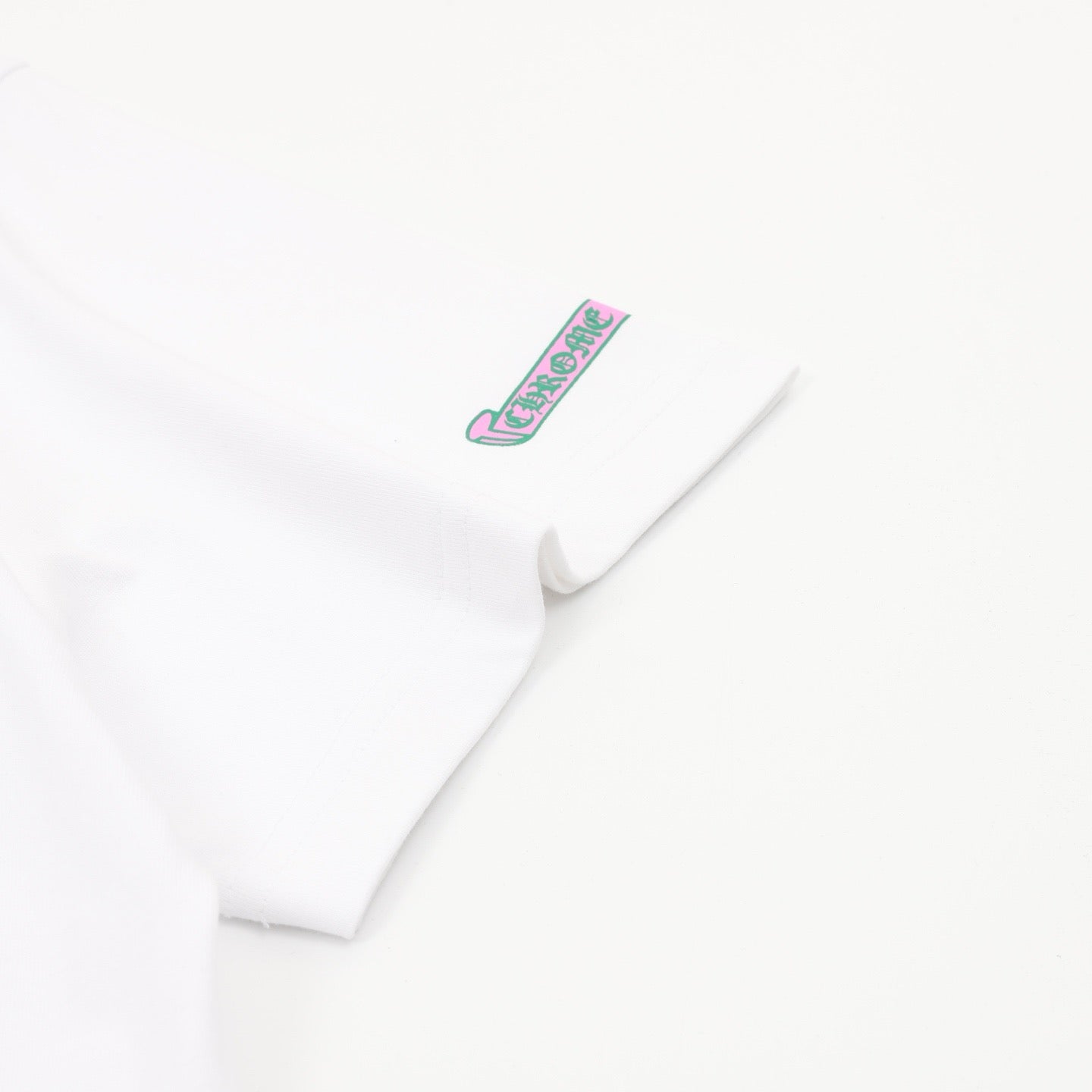 Chrome Hearts Pink and Green Sanskrit Scroll Print T-Shirt