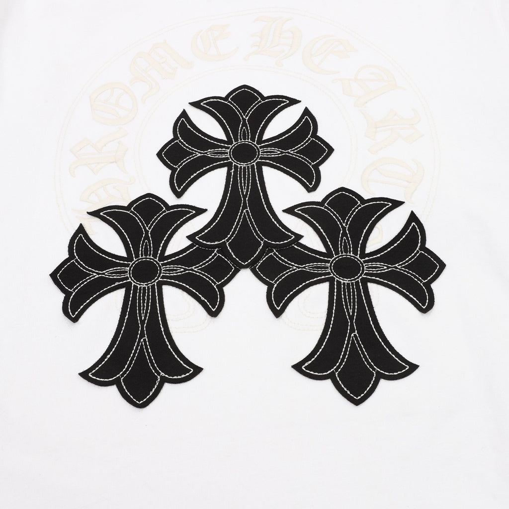 Camiseta de cuello redondo Chrome Hearts Sanskrit Cross