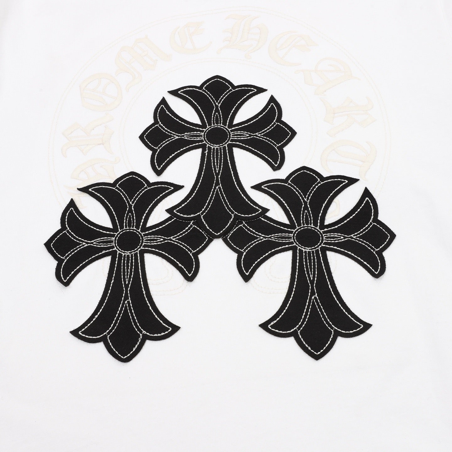 Camiseta de cuello redondo Chrome Hearts Sanskrit Cross