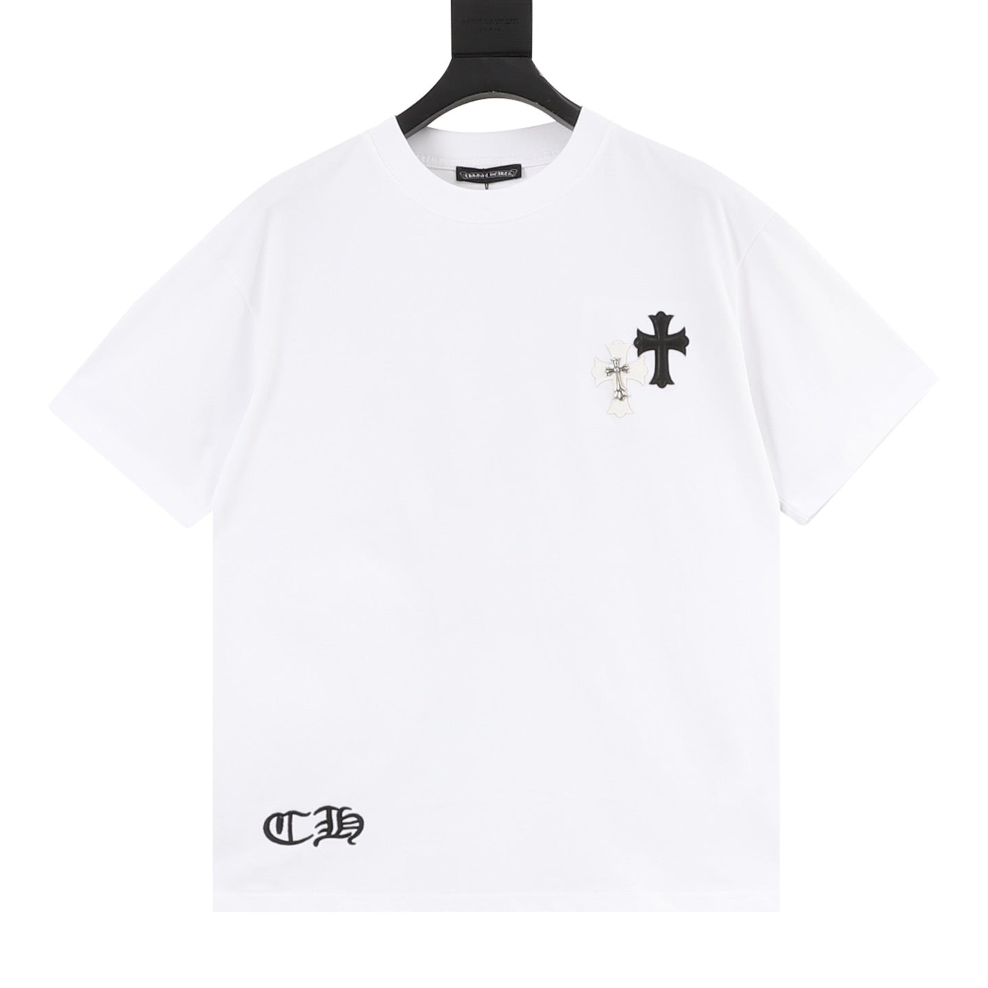 Chrome Hearts 26SS Metal-Embellished Leather-Label Cross Embroidered T-Shirt