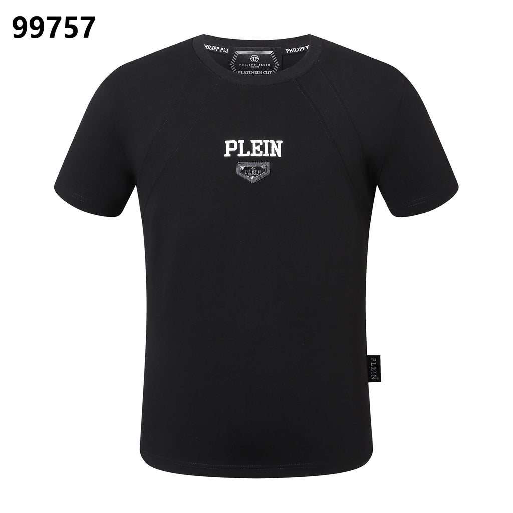 PHILIPP PLEIN Round-Neck T-Shirt with Colorful Skull Print and Rhinestone Embellishments