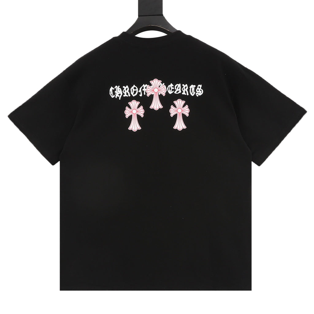 Chrome Hearts Black and Red Cross T-shirt