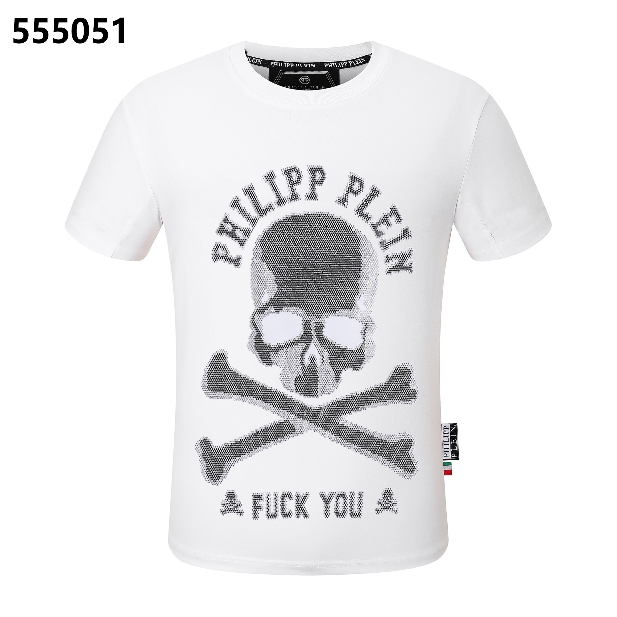 PHILIPP PLEIN Round-Neck T-Shirt with Skull and Crossbones Design