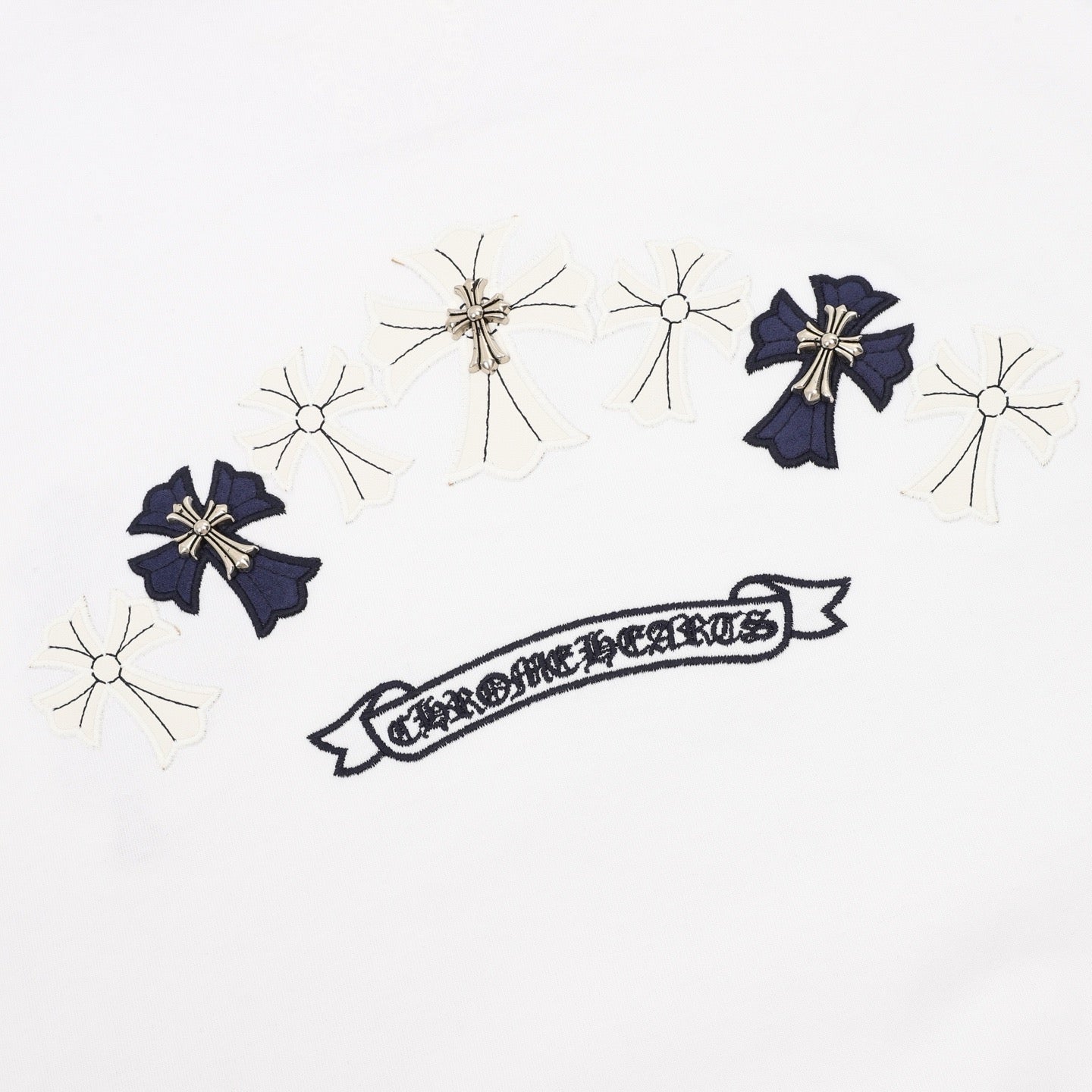 Camiseta de cuello redondo Chrome Hearts Sanskrit Cross