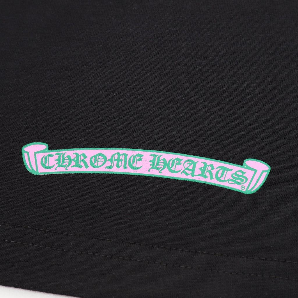 Chrome Hearts Pink and Green Sanskrit Scroll Print T-Shirt
