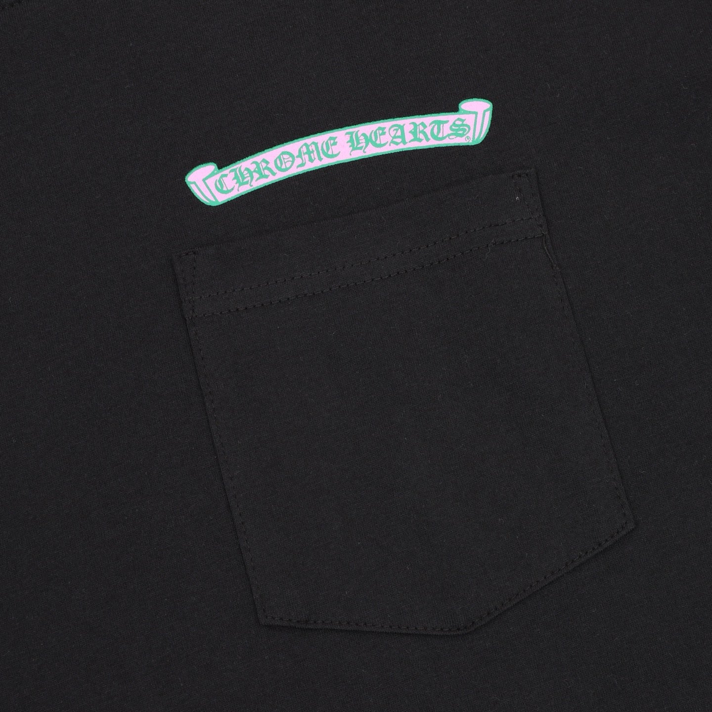 Chrome Hearts Pink and Green Sanskrit Scroll Print T-Shirt