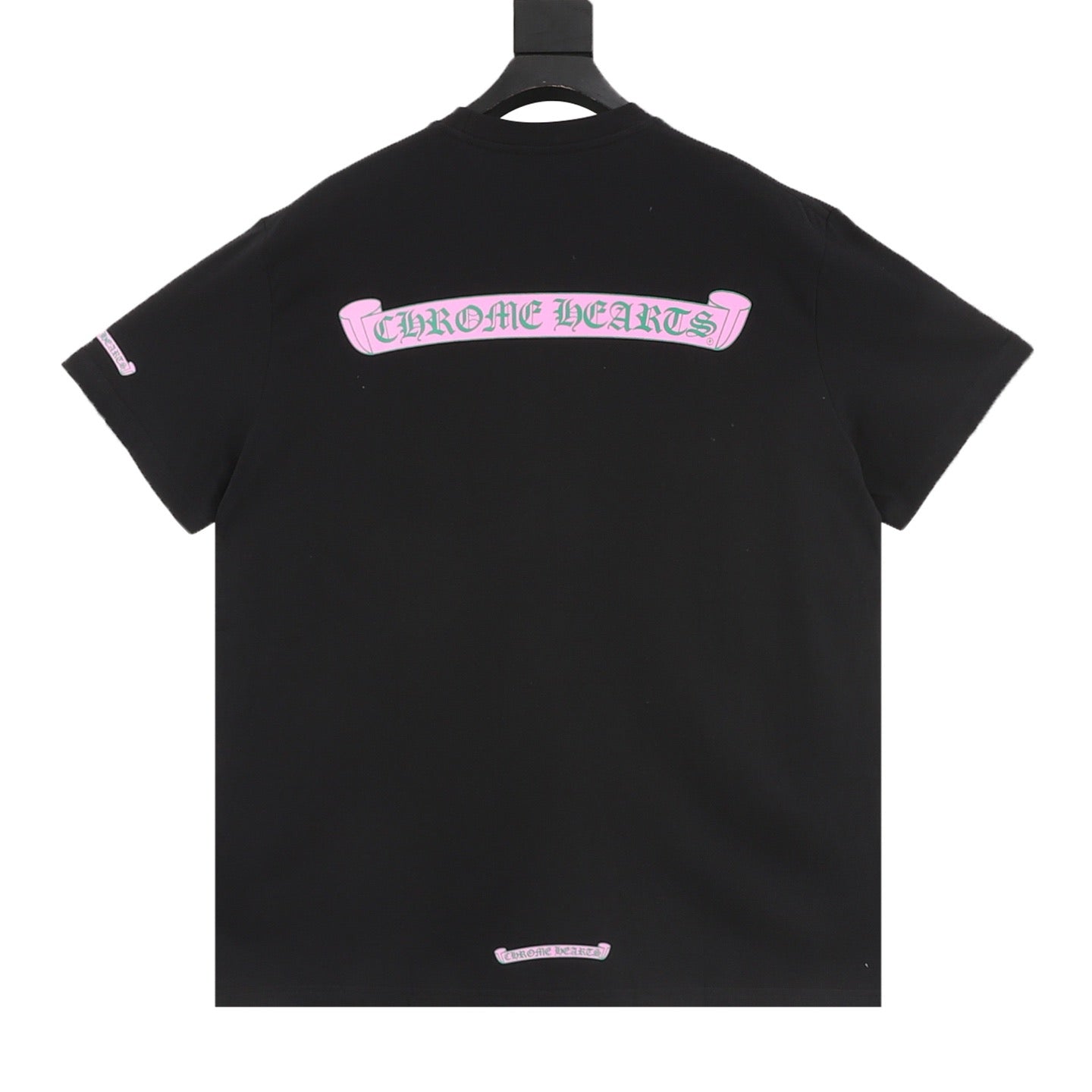 Chrome Hearts Pink and Green Sanskrit Scroll Print T-Shirt