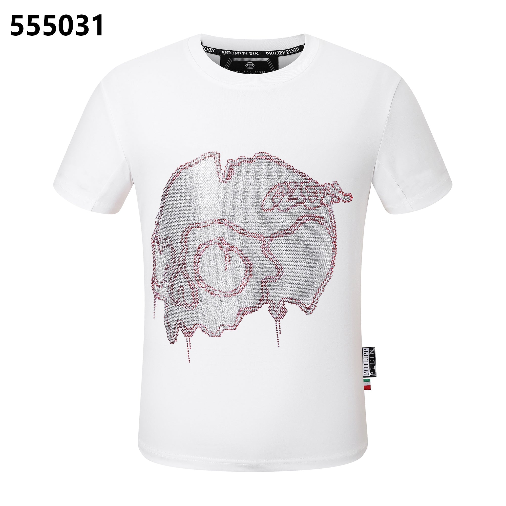 PHILIPP PLEIN Round-Neck T-Shirt with Shattered Skull Design
