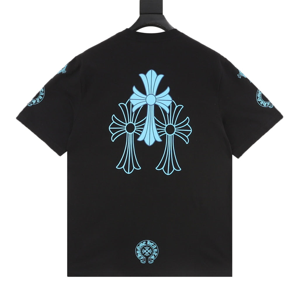 Chrome Hearts Blue Cross Print T-Shirt
