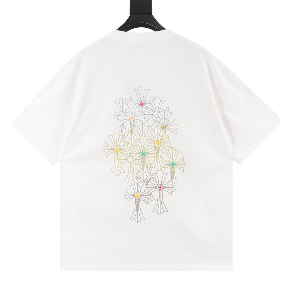 Chrome Hearts 26SS Logo Cross Rhinestone T-Shirt
