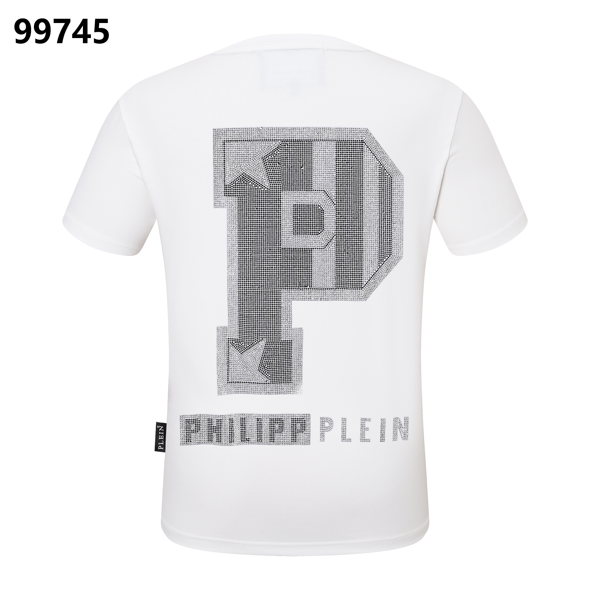 PHILIPP PLEIN Round-Neck T-Shirt with Diamond-Studded Lettering