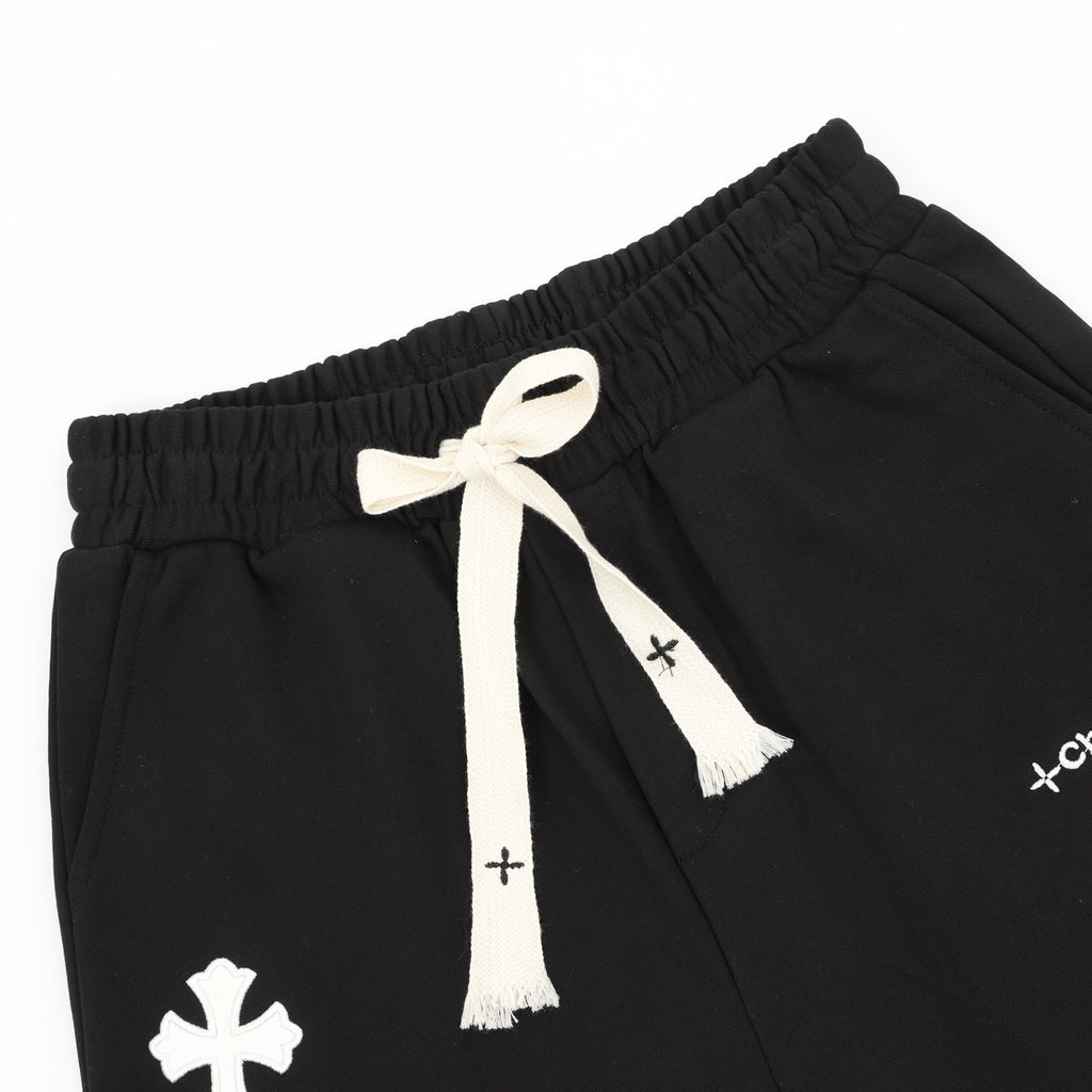 Chrome Hearts Black Shorts with 3D-Printed Embroidered Patches