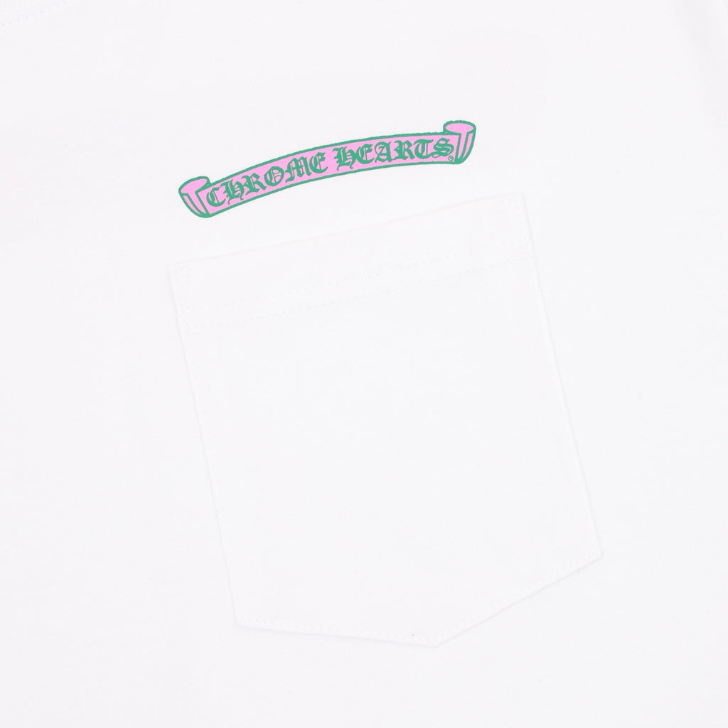 Chrome Hearts Pink and Green Sanskrit Scroll Print T-Shirt