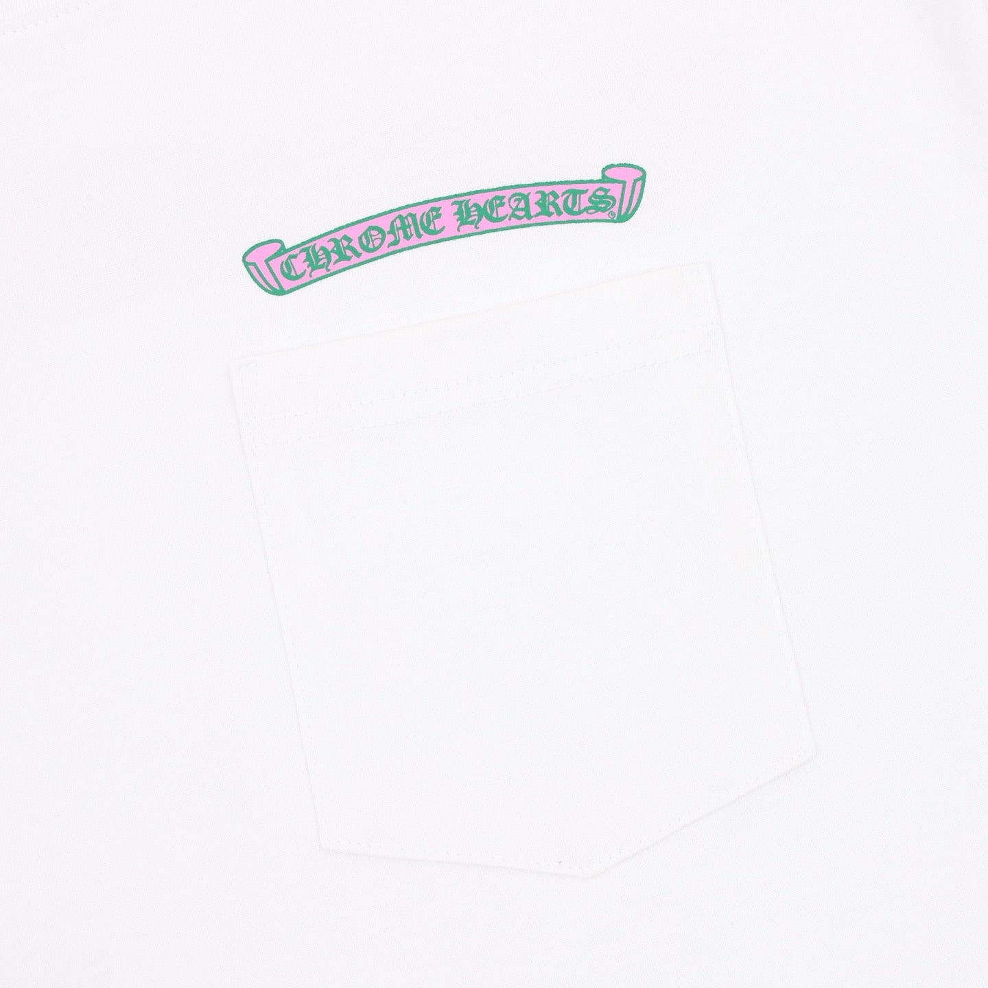 Chrome Hearts Pink and Green Sanskrit Scroll Print T-Shirt