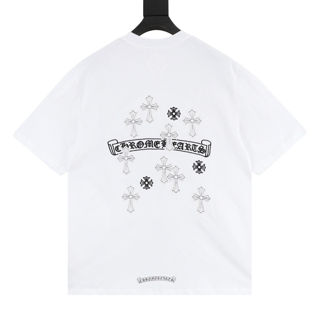 Camiseta de cuello redondo Chrome Hearts Sanskrit Cross