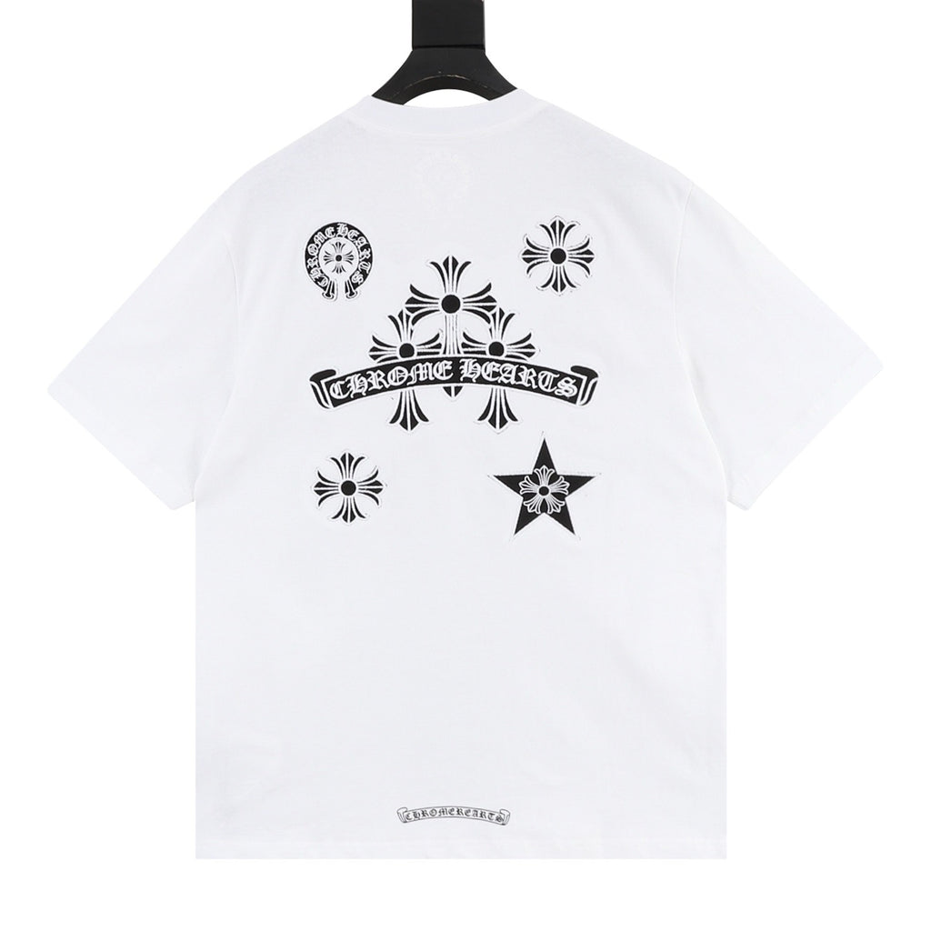 Camiseta de cuello redondo con cruz sánscrita Chrome Hearts