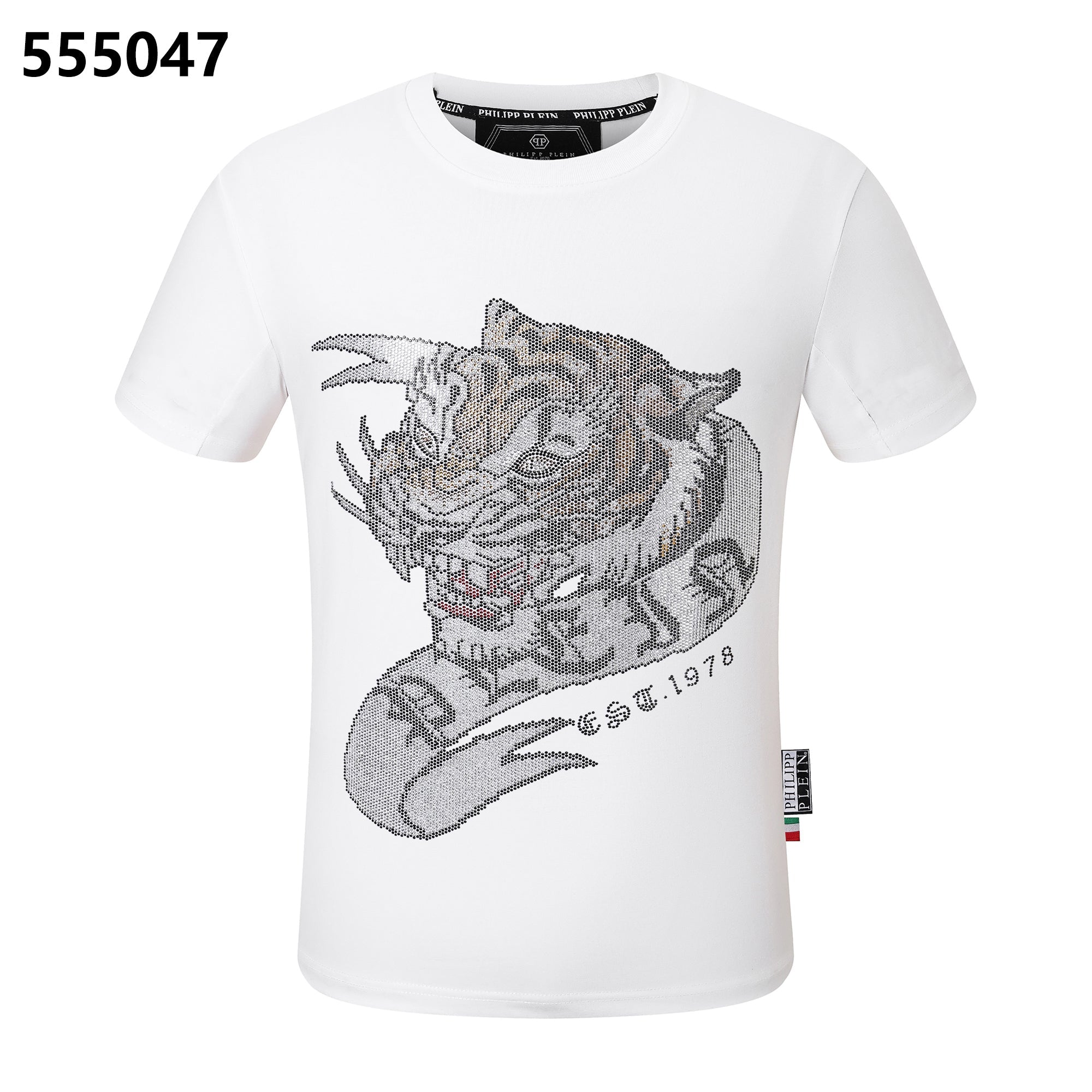 PHILIPP PLEIN Round-Neck T-Shirt with Tiger Head Design