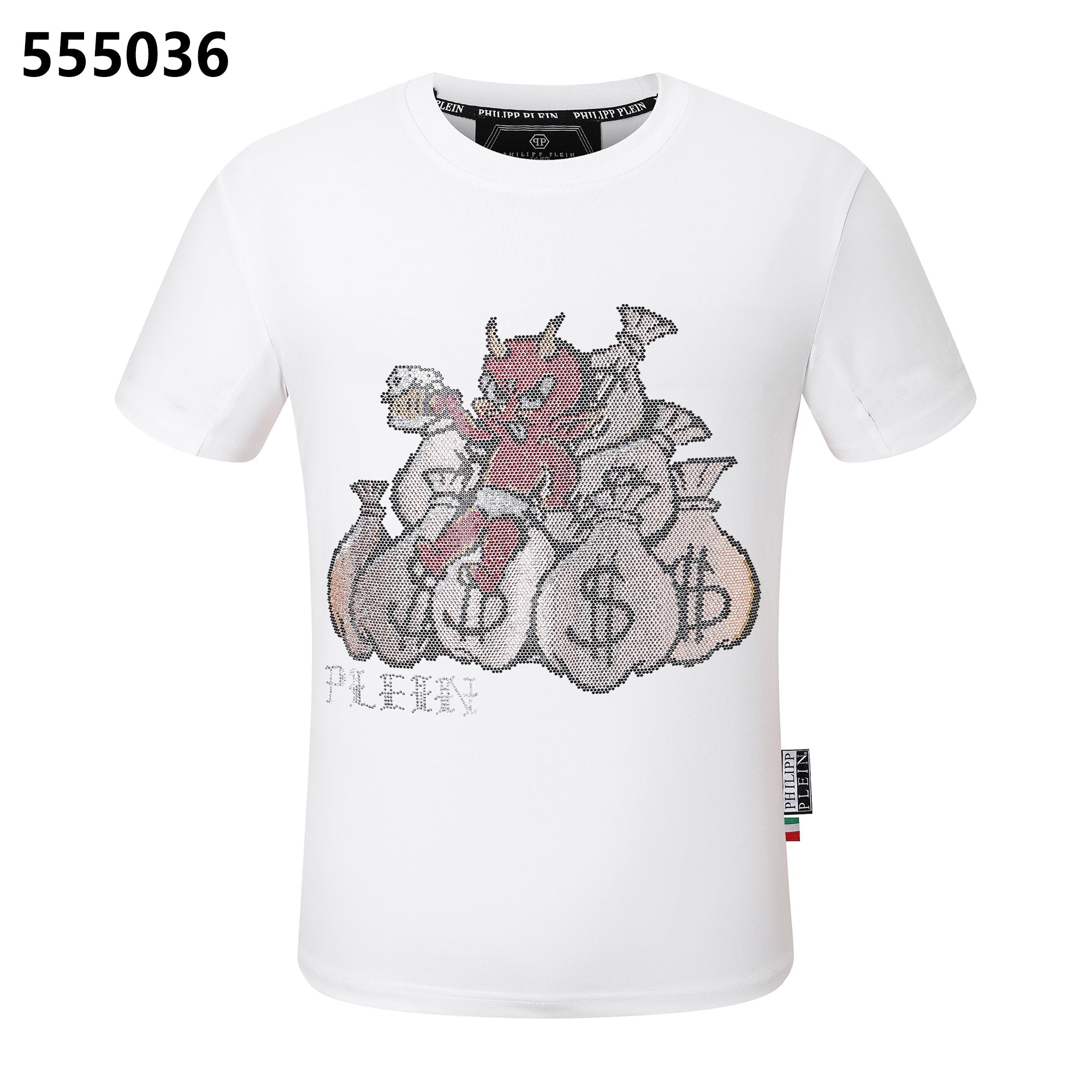 PHILIPP PLEIN Round-Neck T-Shirt with Demon Print