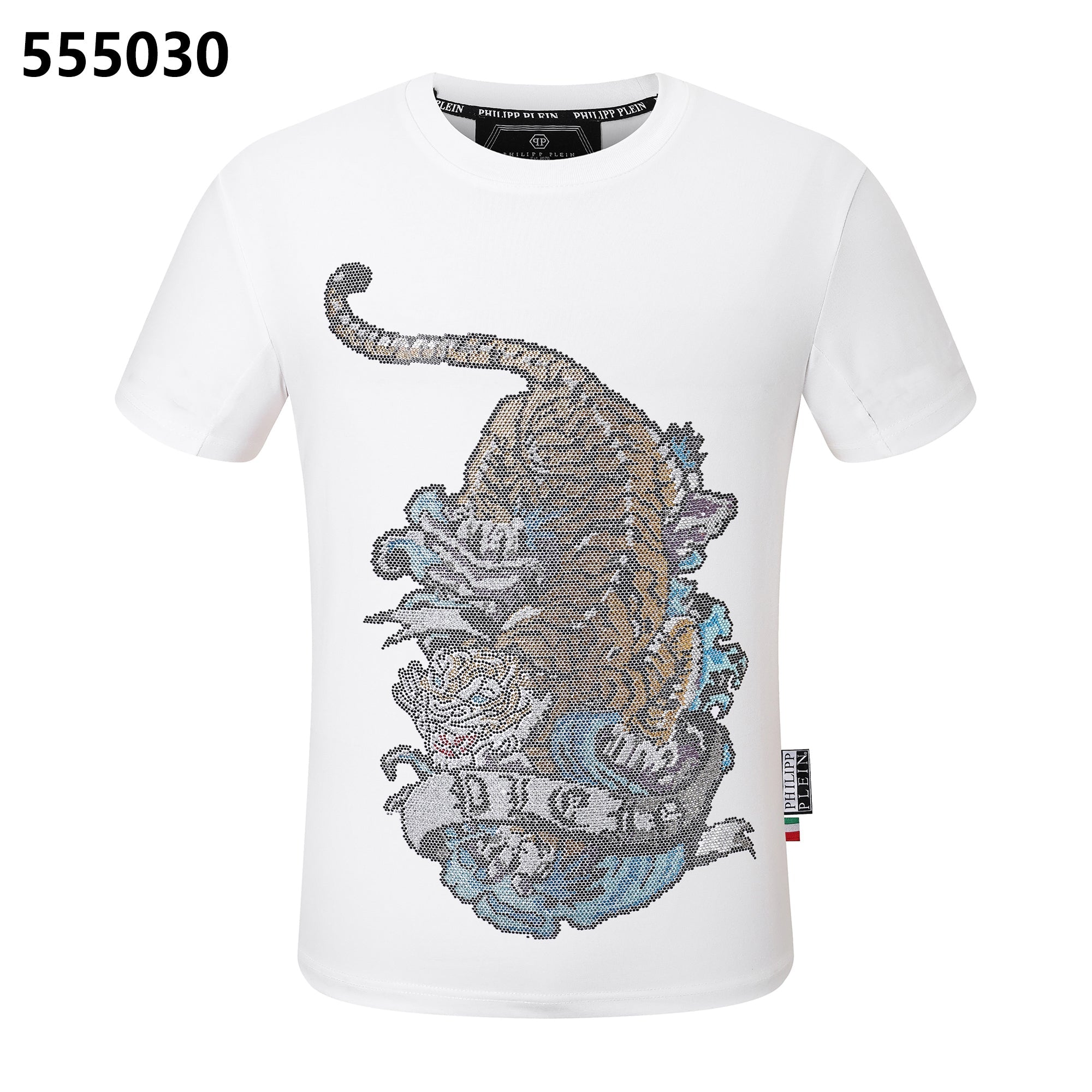 PHILIPP PLEIN Round-Neck T-Shirt with Tiger Print