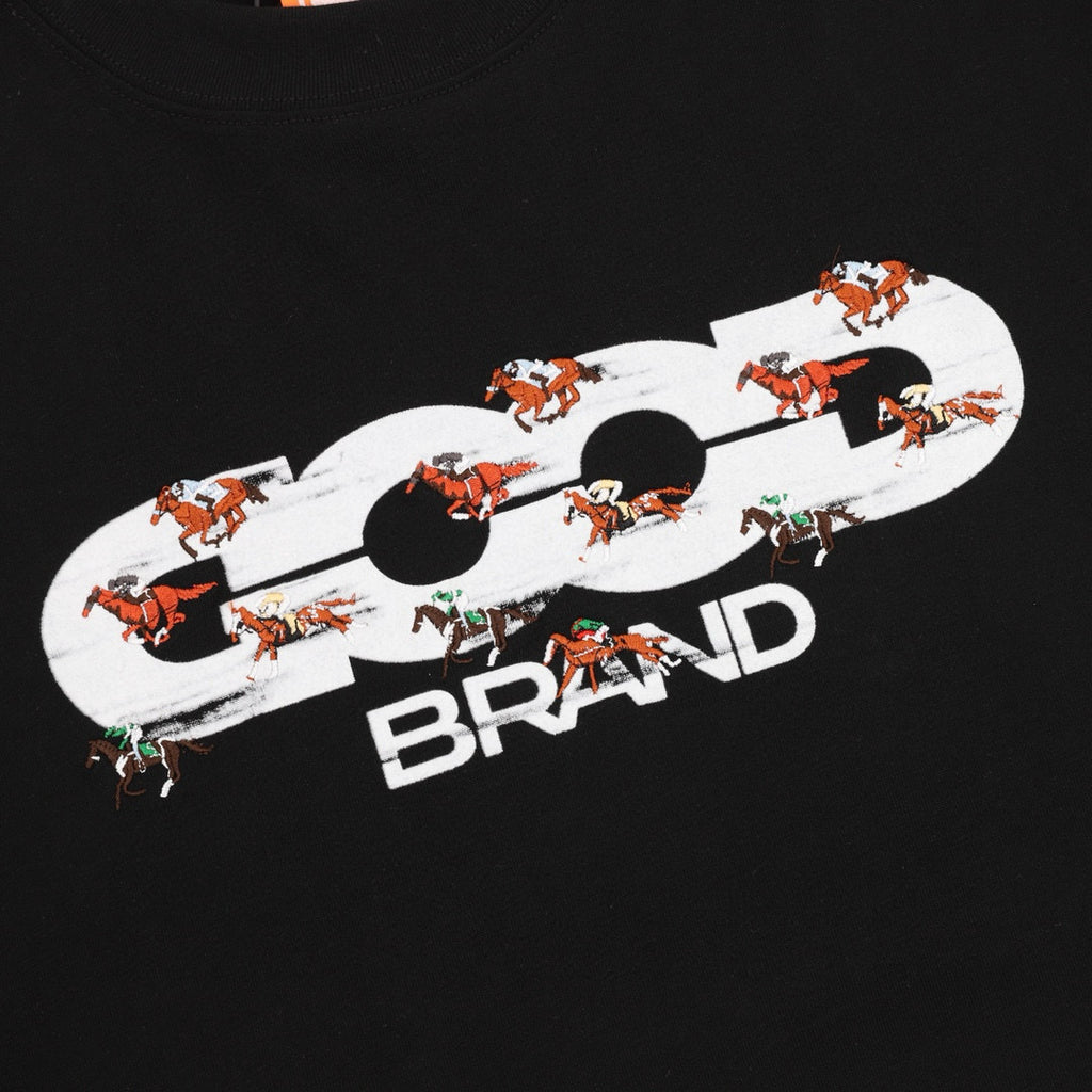 GOODBRAND Year of the Horse Flocked Embroidered Horse Racing Short-Sleeve T-Shirt