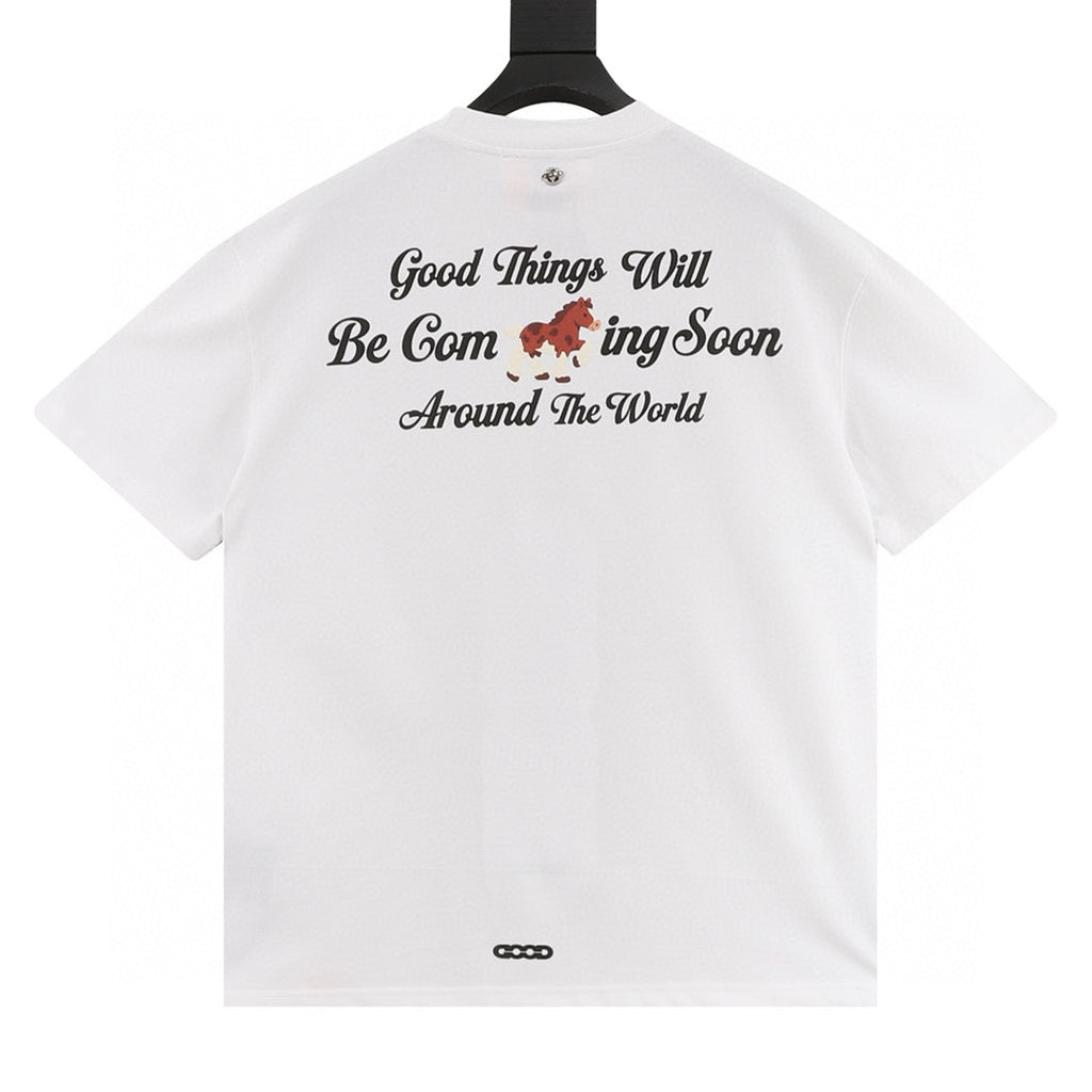 GOODBRAND Year of the Horse Foamed Denim Rhinestone Short-Sleeve T-Shirt