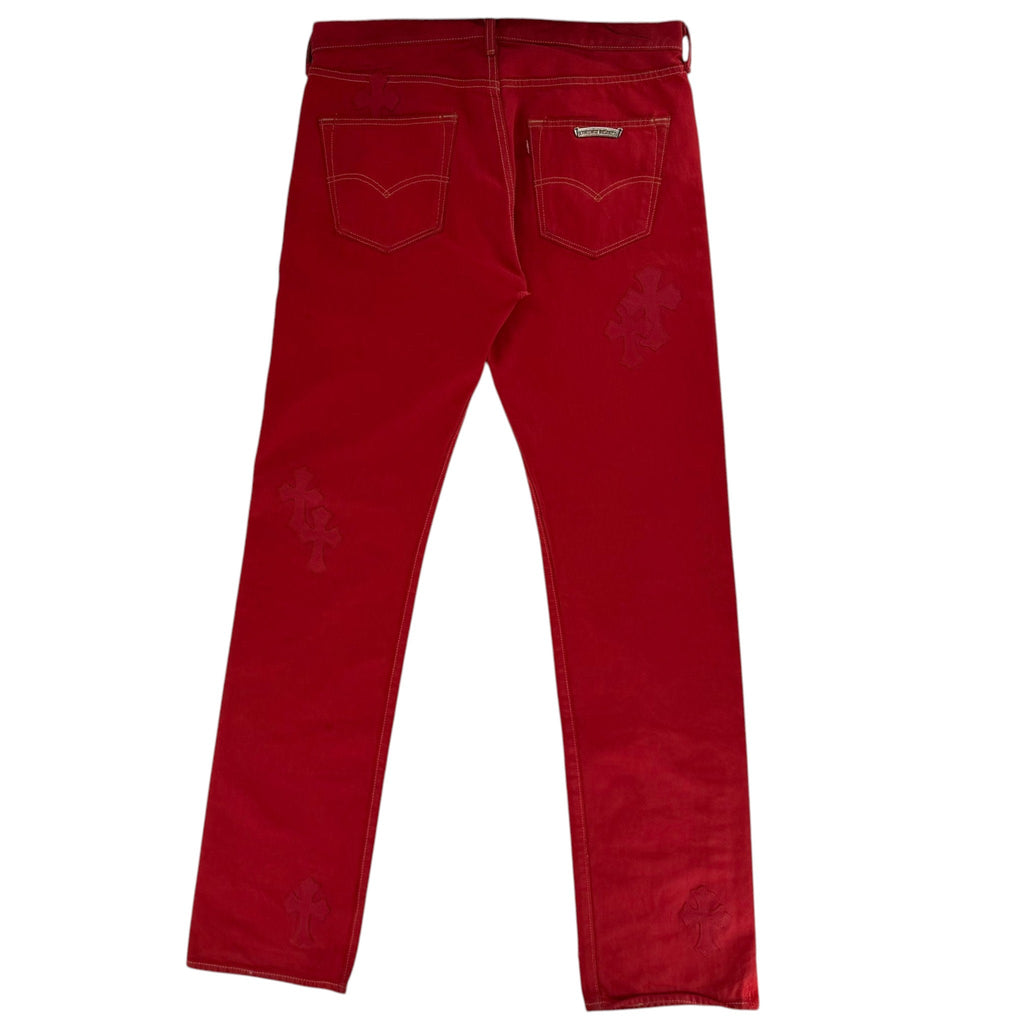 Chrome Hearts 16 Patch Jeans Red