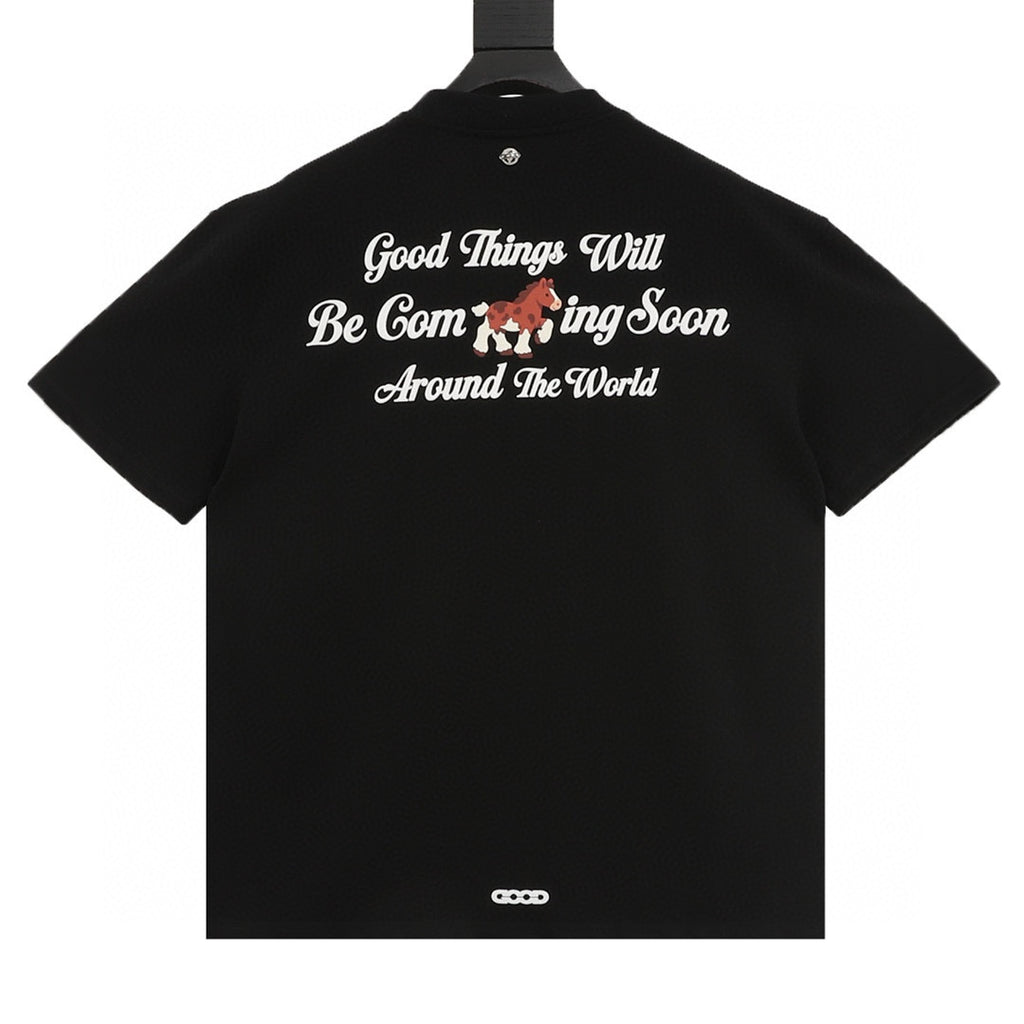 GOODBRAND Year of the Horse Foamed Denim Rhinestone Short-Sleeve T-Shirt