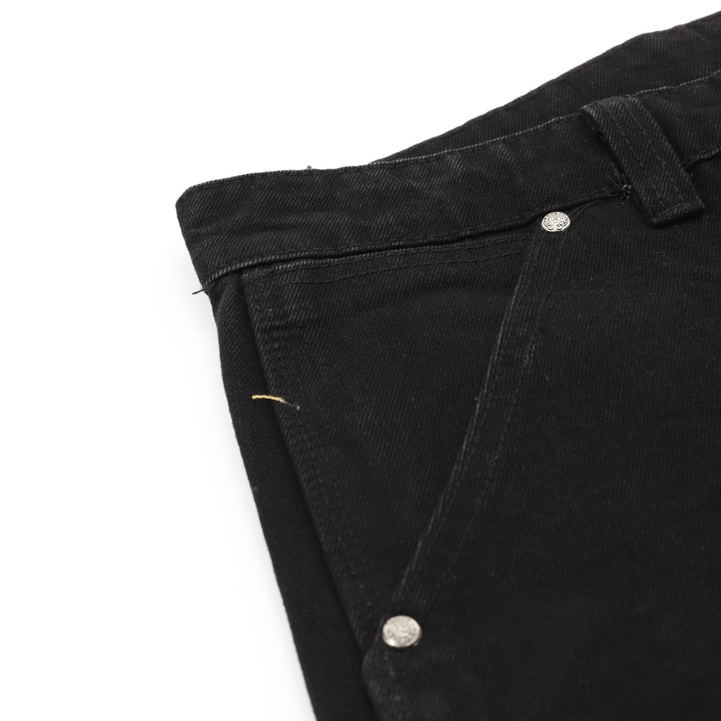 Chrome Hearts Leather-Trimmed Cross-Stitch Denim Shorts