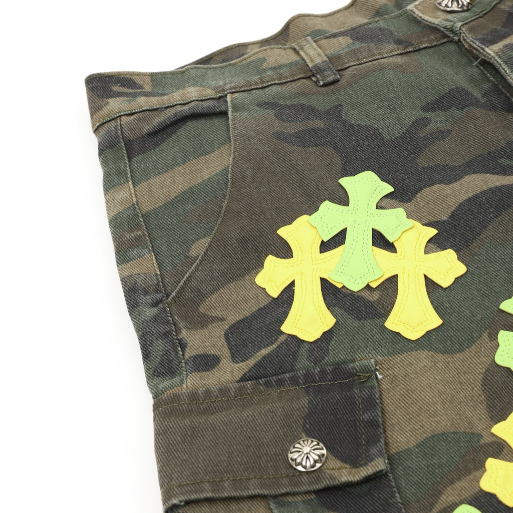 Chrome Hearts New Limited Edition Cross-Print Denim Shorts