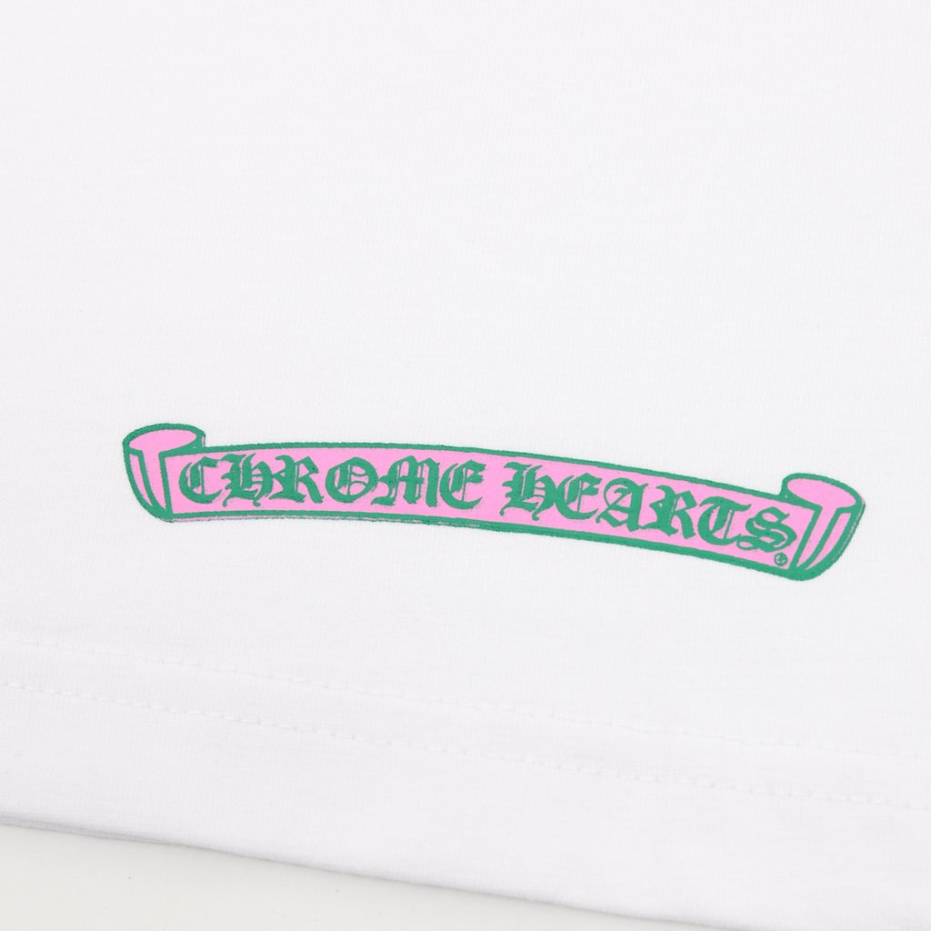 Chrome Hearts Pink and Green Sanskrit Scroll Print T-Shirt