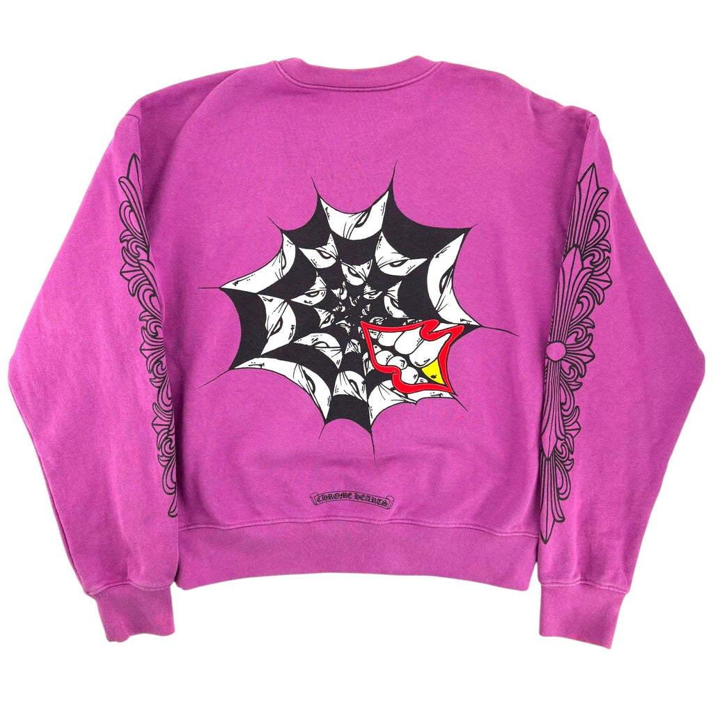 Chrome Hearts Matty Boy Spider Web Crewneck Sweatshirt Purple