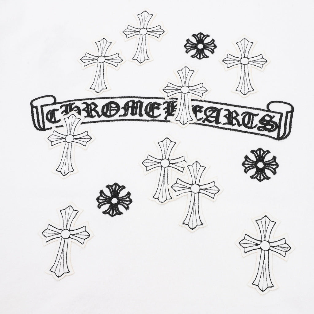 Camiseta de cuello redondo Chrome Hearts Sanskrit Cross