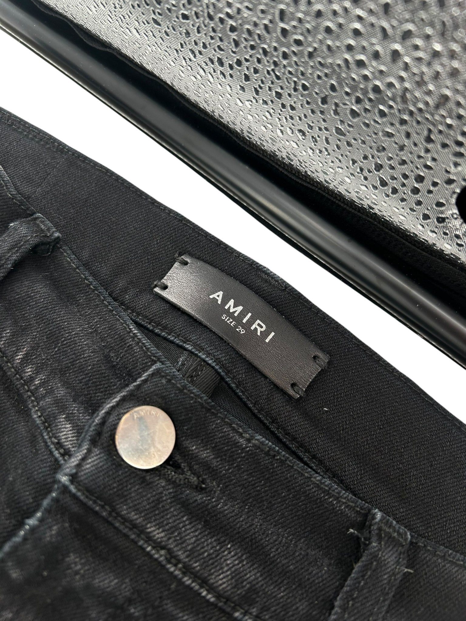 Amiri Camo Bone Patched Denim Black