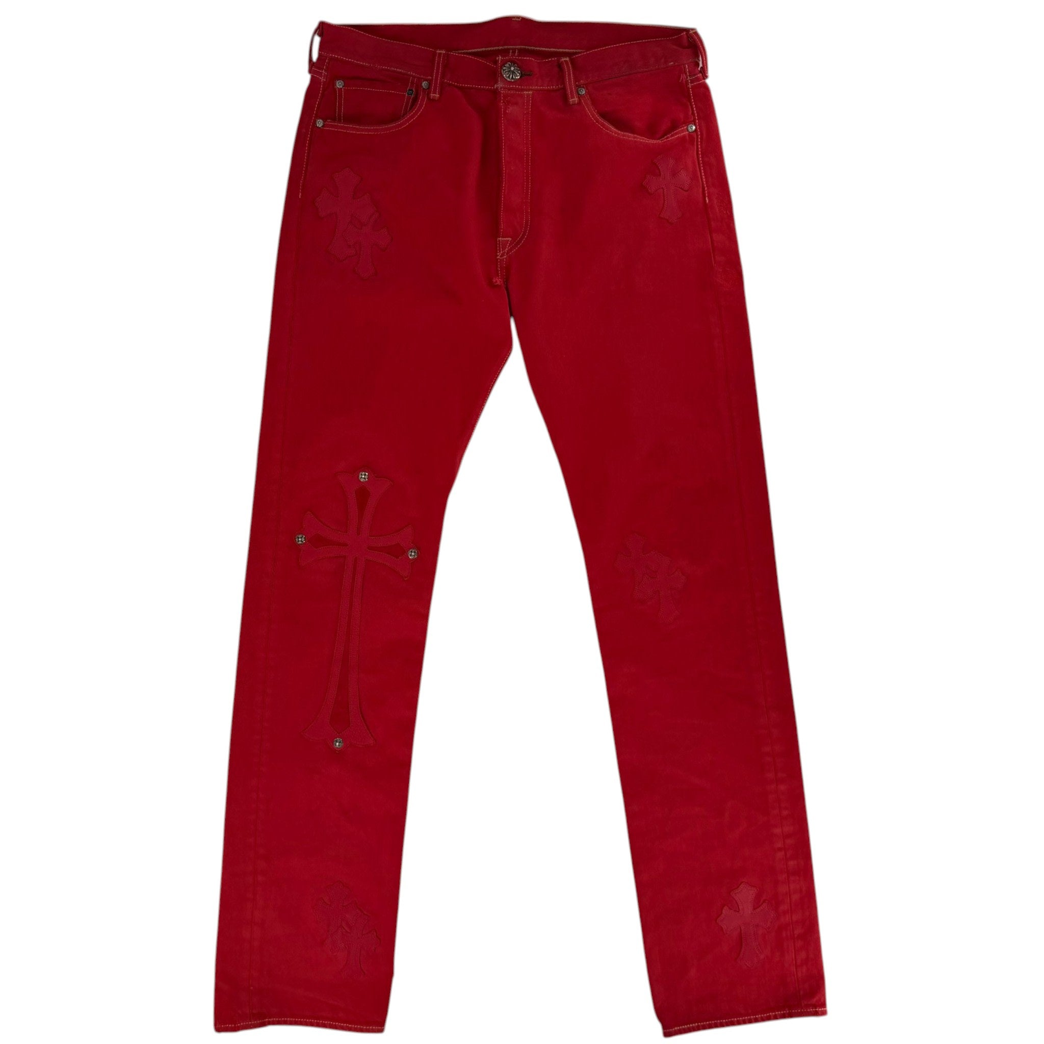 Chrome Hearts 16 Patch Jeans Red
