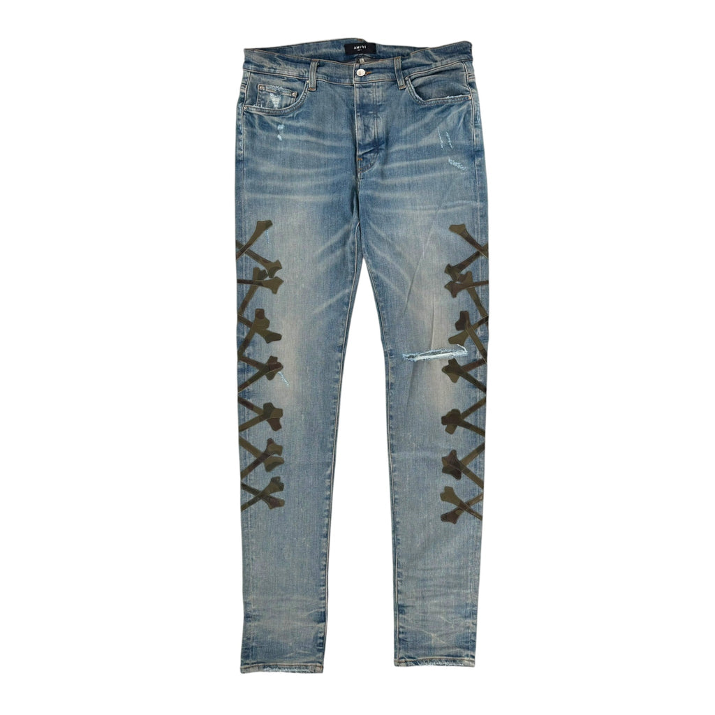 Amiri Camouflage Bone Distressed Jeans