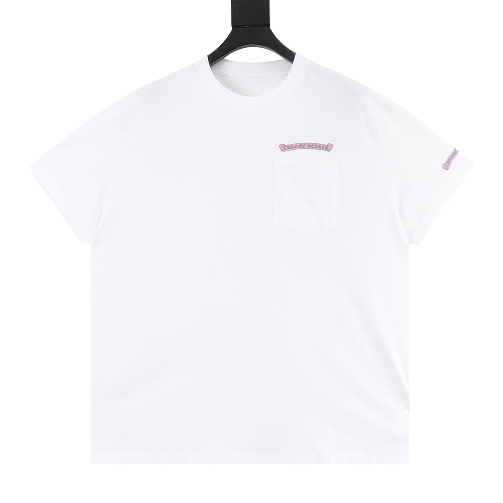Chrome Hearts Pink and Green Sanskrit Scroll Print T-Shirt