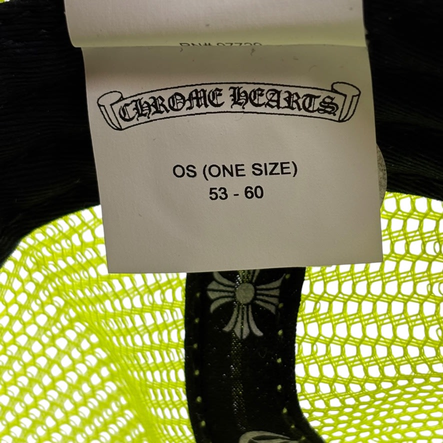 Chrome Hearts Cemetary Cross Trucker Hat Neon Yellow