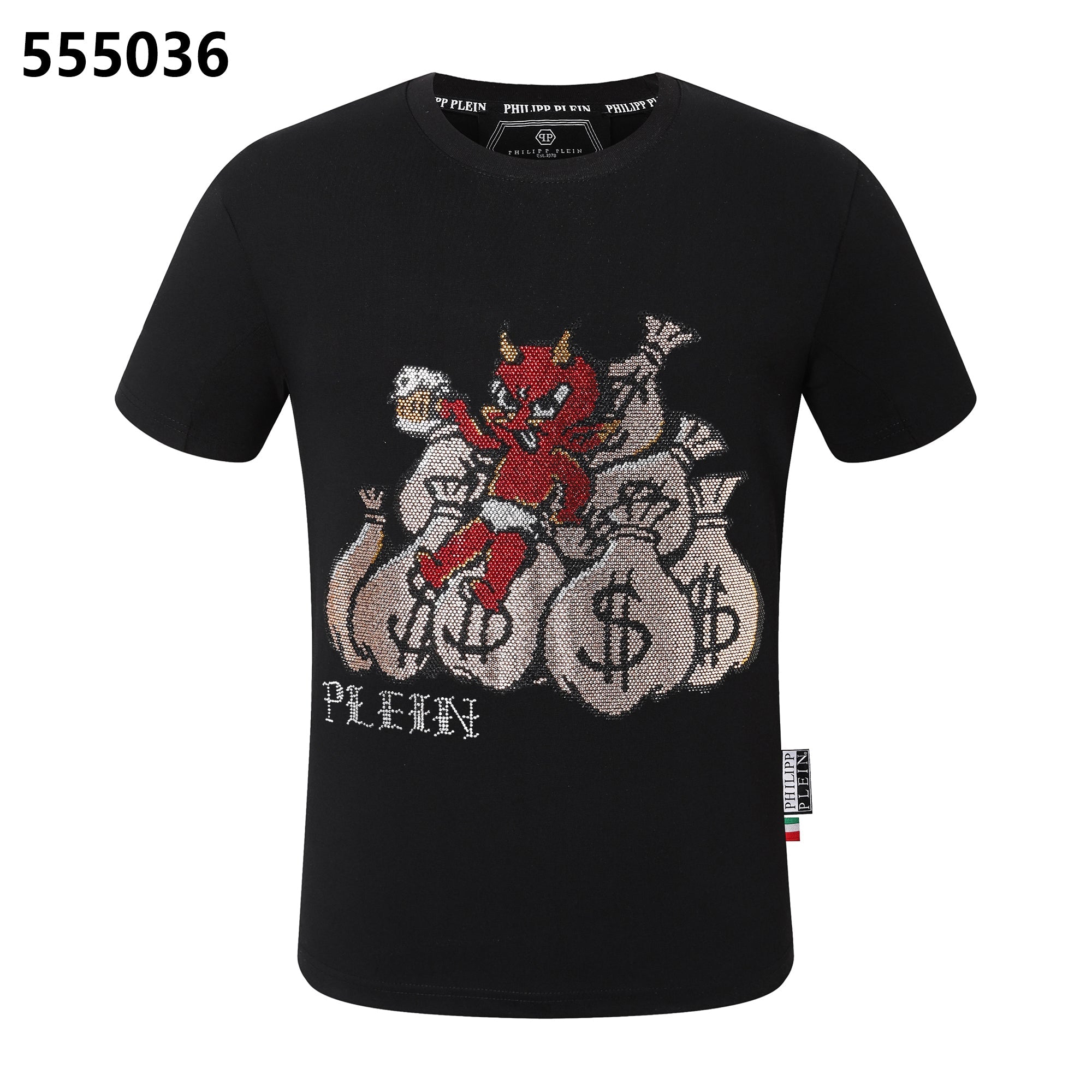 PHILIPP PLEIN Round-Neck T-Shirt with Demon Print