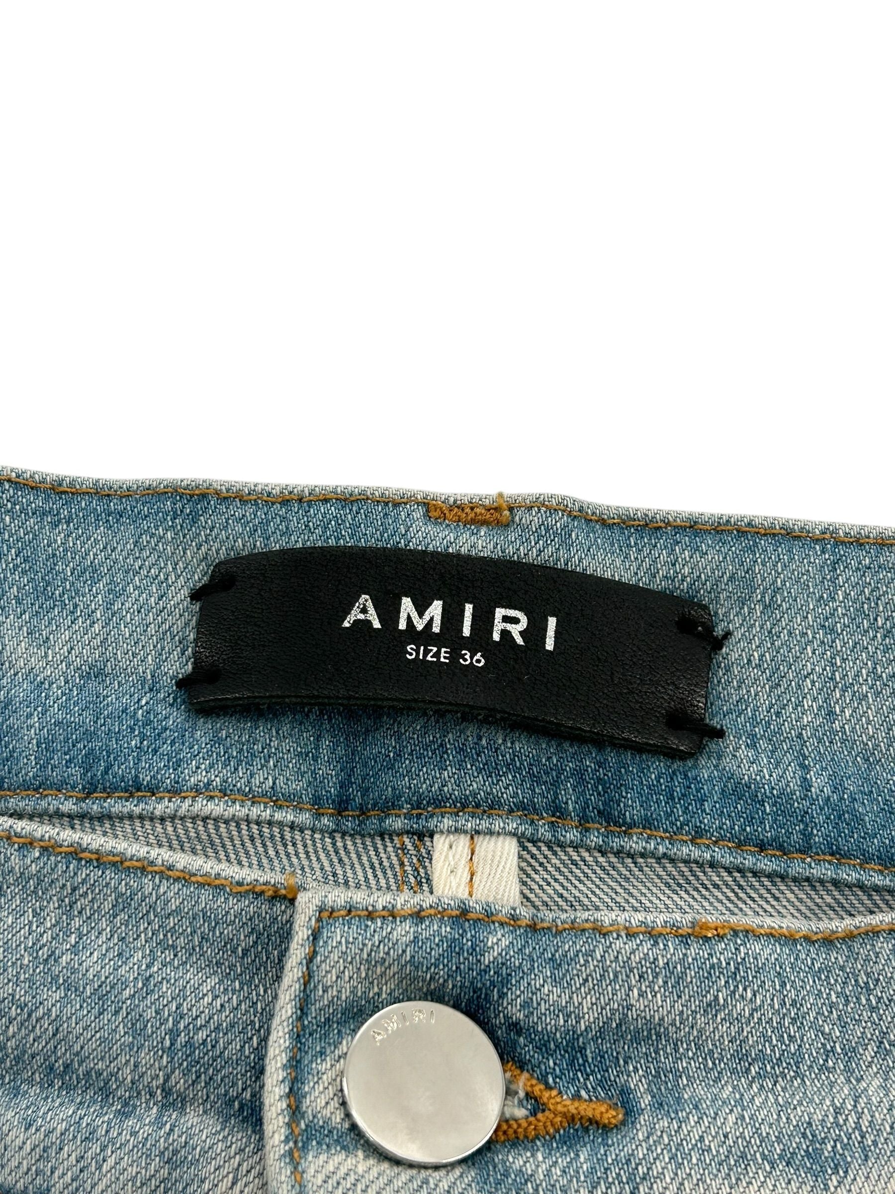 Amiri MX1 Lightwash Jeans White Ribbed