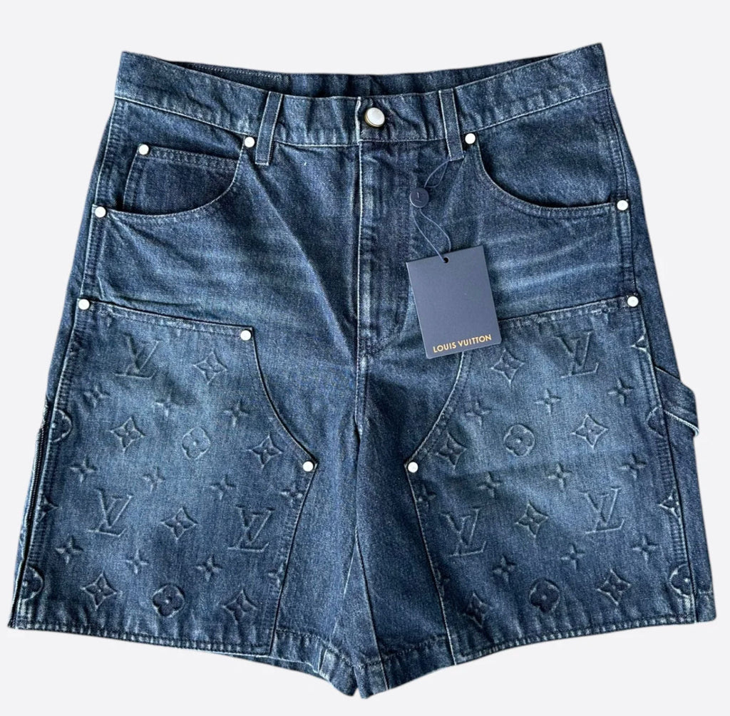 Louis Vuitton Monogram Carpenter Denim Shorts Blue