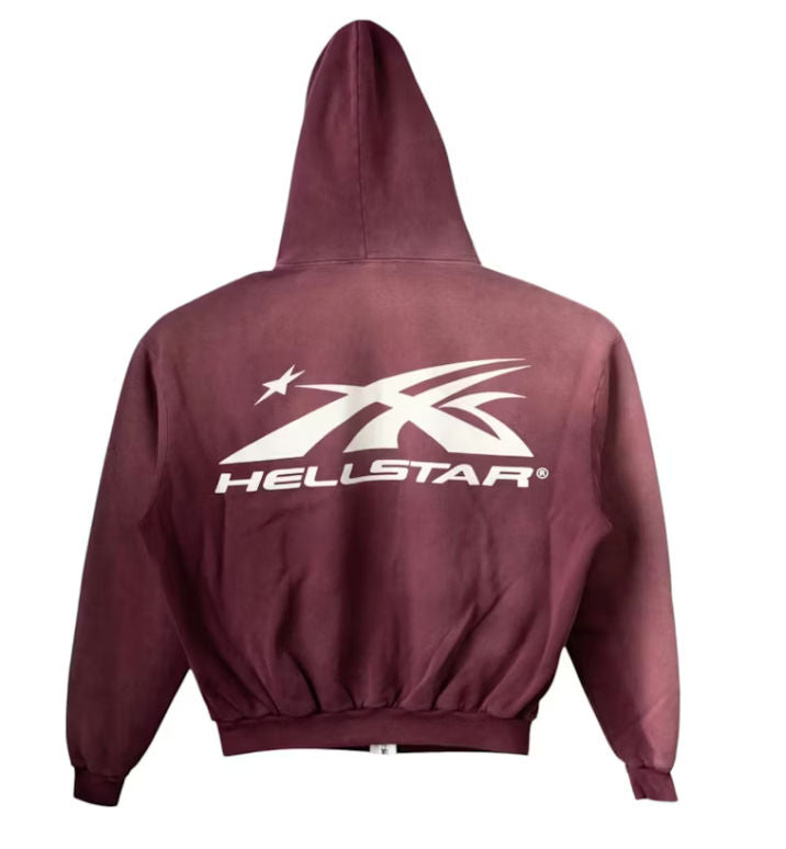 Hellstar Logo Zip Up Maroon