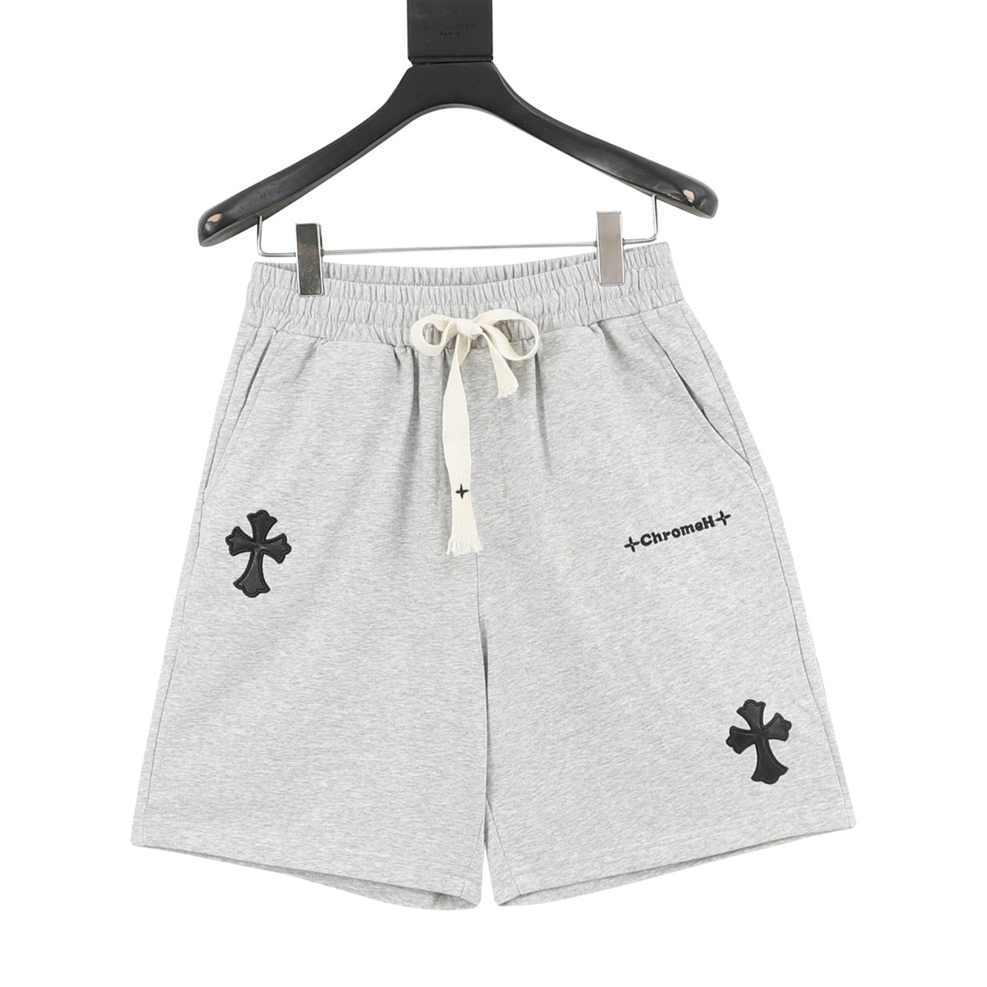 Chrome Hearts Black Shorts with 3D-Printed Embroidered Patches