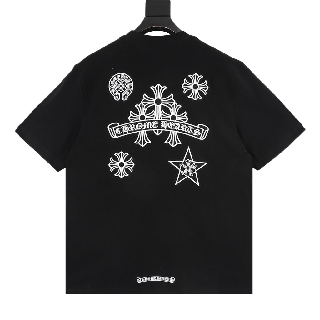 Camiseta de cuello redondo con cruz sánscrita Chrome Hearts