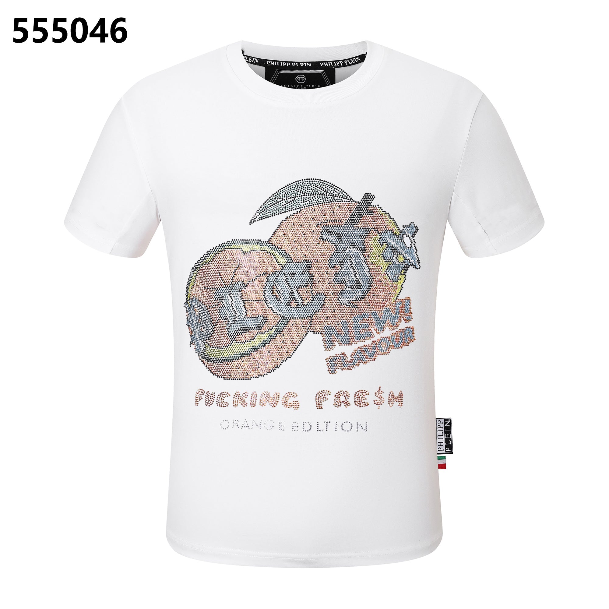 PHILIPP PLEIN Round-Neck T-Shirt with Orange Print