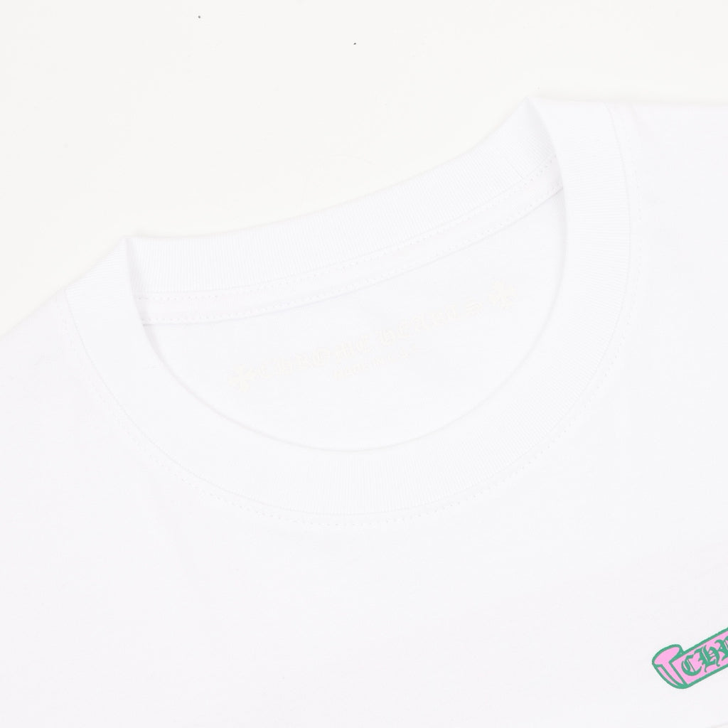 Chrome Hearts Pink and Green Sanskrit Scroll Print T-Shirt