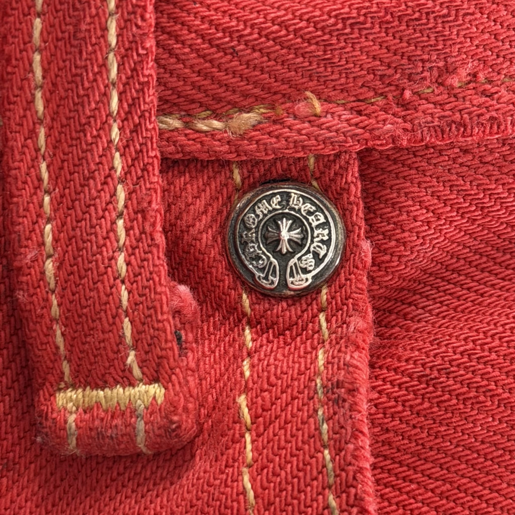 Chrome Hearts 16 Patch Jeans Red