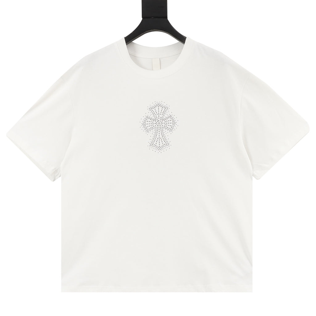 Chrome Hearts Diamond-Studded Cross T-Shirt