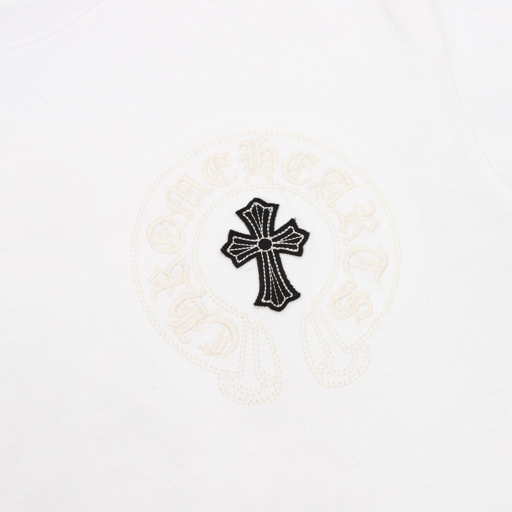 Camiseta de cuello redondo Chrome Hearts Sanskrit Cross