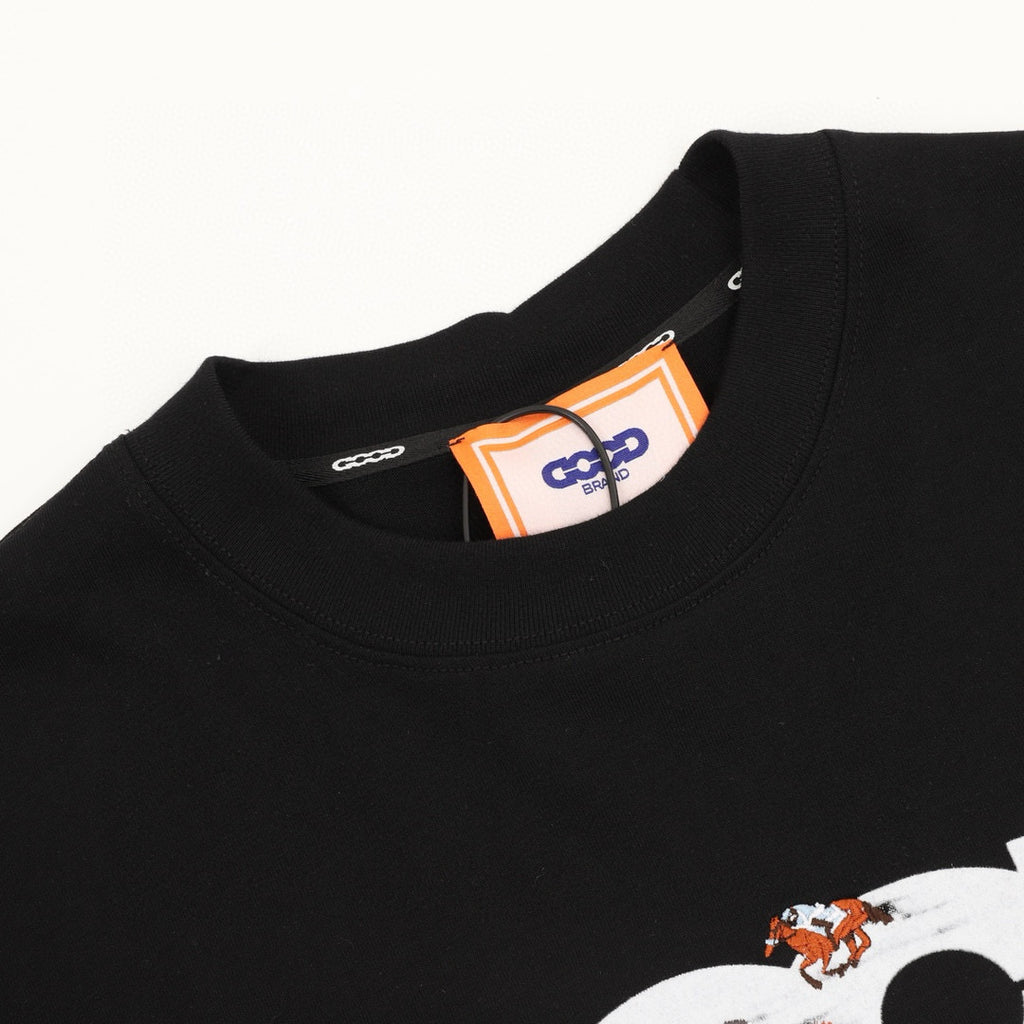 GOODBRAND Year of the Horse Flocked Embroidered Horse Racing Short-Sleeve T-Shirt