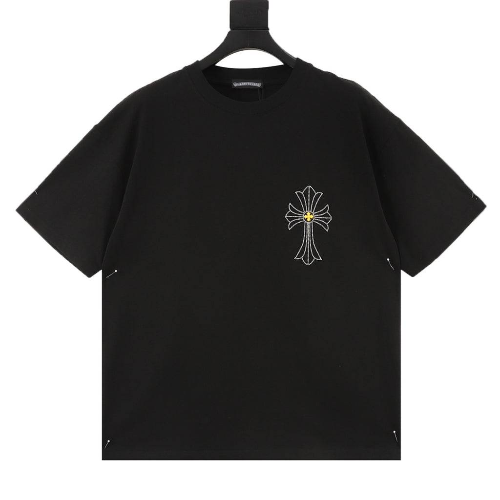Chrome Hearts 26SS Logo Cross Rhinestone T-Shirt